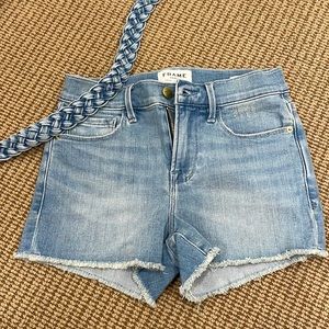 Frame denim shorts with detachable braided belt